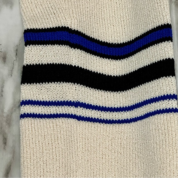 St John Sport Marie Gray Women’s Sz L Boatneck Striped Sweater Cream And Navy - Picture 9 of 11